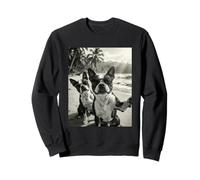 Cool Boston Terrier Funny Dog Selfie Beach Occhiali da Sole Felpa