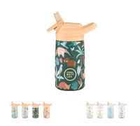 Cool Bottles - Bottiglia d'acqua in acciaio inox per bambini, bottiglia termica per bambini - Bevande fredde per 36 ore e calde per 18 ore- Rainforest Refuge 350ml
