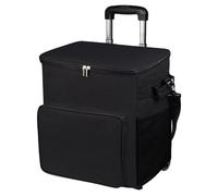 Cool Box on Wheels, 60-Can/35L Large Cool Bag with Stretchable Pull Rod and Multi-pocket, Cooler Bags with Handle and Adjustable Straps for Picnic Camping Beach Fishing, BlackCool Box on Wheels