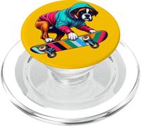 Cool Boxer Dog Skateboarding Illustrazione Art PopSockets PopGrip per MagSafe