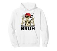 Cool Bruh Skeleton with Rock On Hands Funny Halloween Felpa con Cappuccio