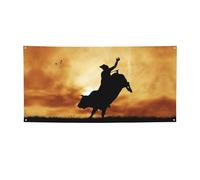 Cool Bull Riding - Bandiera stampata per feste, colorata, ideale per giardino, bar e riunioni di amici