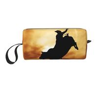 Cool Bull Riding - Borsa per il trucco con stampa di un toro, borsa per cosmetici resistente, borsa da viaggio per il trucco, regalo essenziale per donne e uomini, bianco, Taglia unica