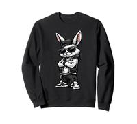 Cool Bunny in Streetwear with Sunglasses Confident Easter Felpa