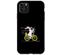 Cool Bunny on a Yellow Bicycle with Duck Cute Cartoon Ride Custodia per iPhone 11 Pro Max