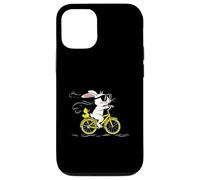 Cool Bunny on a Yellow Bicycle with Duck Cute Cartoon Ride Custodia per iPhone 12/12 Pro