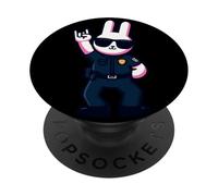Cool Bunny Police Rabbit Rock On Animal Graphic Officer PopSockets PopGrip Adesivo