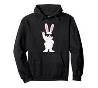 Cool Bunny Rock On Funny Rabbit Occhiali da Sole Design Felpa con Cappuccio