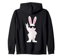 Cool Bunny Rock On Funny Rabbit Occhiali da Sole Design Felpa con Cappuccio