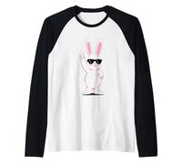 Cool Bunny Rock On Funny Rabbit Occhiali da Sole Design Maglia con Maniche Raglan