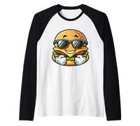 Cool Burger Happy Fast Food Occhiali da Sole Summer Grunge Maglia con Maniche Raglan