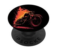 Cool Burning Moto con il fuoco per gli amanti del motore delle fiamme PopSockets PopGrip Adesivo