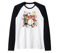 Cool Cartoon Drum Kit Jam Maglia con Maniche Raglan