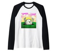 Cool Cartoon Golf Ball Retro Mascotte Hole in One Golfers Regalo Maglia con Maniche Raglan