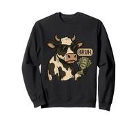 Cool Cash Mucca Bruh Occhiali da sole Soldi Divertente Animale Mucca Felpa