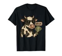 Cool Cash Mucca Bruh Occhiali da sole Soldi Divertente Animale Mucca Maglietta