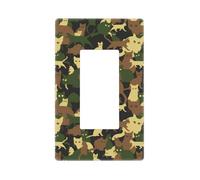 Cool Cat Camouflage Green Wall Plate Covers, 1- Gang Piastre da parete senza viti Dimensioni standard 11,7 x 7,1 cm, copertura decorativa per interruttore della luce, copertura per presa di uscita