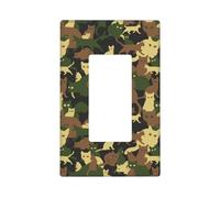 Cool Cat Camouflage Green Wall Plate Covers, 1 Gang Wall Plates Standard Size 11,2 cm x 6,9 cm, copertura decorativa interruttore della luce, piastra di copertura, policarbonato termoplastico