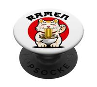 Cool Cat Eats Ramen Novelty Graphic Tees & Cool Designs fun PopSockets PopGrip Adesivo