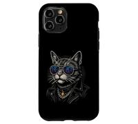 Cool Cat in Shades with City Lights Retro Streetwear Vibe Custodia per iPhone 11 Pro