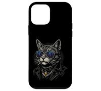 Cool Cat in Shades with City Lights Retro Streetwear Vibe Custodia per iPhone 12 mini