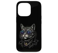 Cool Cat in Shades with City Lights Retro Streetwear Vibe Custodia per iPhone 13 Pro