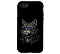 Cool Cat in Shades with City Lights Retro Streetwear Vibe Custodia per iPhone SE (2020) / 7/8