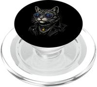 Cool Cat in Shades with City Lights Retro Streetwear Vibe PopSockets PopGrip per MagSafe