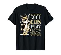 Cool Cat Jazz Saxophone Player in Retro Suit & Fedora Maglietta