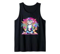Cool Cat Meditating Vaporwave Anni '80 Retro Synthwave Canotta