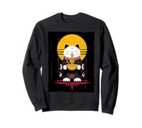 Cool Cat Ramen Estetica Giapponese Artwork Neko Anime Cat Felpa