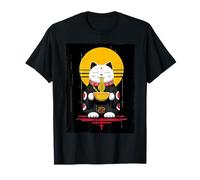 Cool Cat Ramen Estetica Giapponese Artwork Neko Anime Cat Maglietta