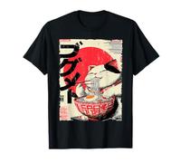 Cool Cat Ramen Estetica Giapponese Artwork Neko Anime Cat Maglietta