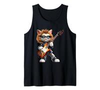 Cool Cat Rock Star Che Suona la Chitarra elettrica Canotta