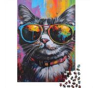 Cool Cat Sunglasses Puzzle 1000 Pezzi Puzzle Adulti Impegnativo E Difficile Per Straordinario Regalo Per Amore E Amico 70x50cm/1000pcs