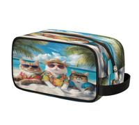 Cool Cats Summer Beach Beauty case per viaggi, trousse per cosmetici in poliestere impermeabile per uomini, donne e bambini, organizer portatile per bagno, palestra, vacanze