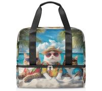 Cool Cats Summer Beach Sports Tote Borsa da palestra per donne e uomini, borsone da viaggio con scomparto per scarpe, grande capacità, borsa da allenamento per la notte, per fitness, yoga, nuoto, fine