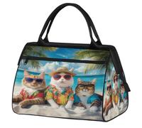 Cool Cats Summer Beach Travel Borsa sportiva per donne e uomini, grande capacità, borsone da weekender, impermeabile, borsa da viaggio per palestra, viaggi, attività all'aperto