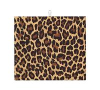 Cool Cheetah Leopard - Tappetino scolapiatti in microfibra, super assorbente, morbido tappetino scolapiatti con anello per appendere piatti in vetro, 46 x 41 cm