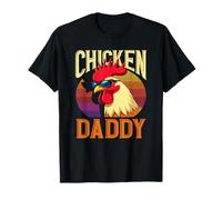 Cool Chicken Daddy Rooster Retro Occhiali da Sole Farming Dad Maglietta