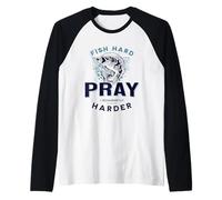 Cool Christian Mens Bass Fishing Gesù Bibbia Verse Pescatore Maglia con Maniche Raglan