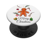 Cool Christmas Ginger Bread Character with Funny Cartoon PopSockets PopGrip Adesivo