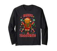 Cool Christmas Teddy Bear Illustration Graphic Designs Maglia a Manica