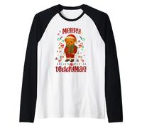 Cool Christmas Teddy Bear Illustration Graphic Designs Maglia con Maniche Raglan