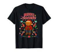 Cool Christmas Teddy Bear Illustration Graphic Designs Maglietta