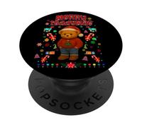 Cool Christmas Teddy Bear Illustration Graphic Designs PopSockets PopGrip Adesivo