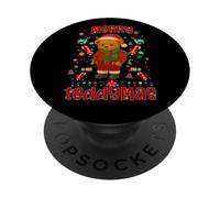 Cool Christmas Teddy Bear Illustration Graphic Designs PopSockets PopGrip Adesivo
