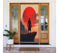 Cool Classic Samurai Moon Print No.22 Coperture decorative per porta, decorazione per interni ed esterni, primavera, estate, autunno, inverno, Halloween, Natale, decorazioni per la casa