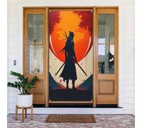 Cool Classic Samurai Moon Print No.24 Coperture decorative per porta, decorazione per interni ed esterni, primavera, estate, autunno, inverno, Halloween, Natale, decorazioni per la casa