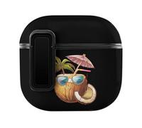 Cool Coconut Drink With EyegGlasses Lock Cover protettiva compatibile con AirPods 4 PC Custodia per cuffie